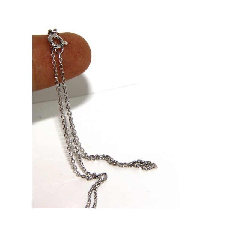 NSA|Girocollo catenina forzatina Diamantata 1mm ARGENTO 925 rodiato. cm 45 o 50 per uomo e donna