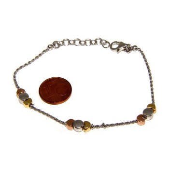 NSA|925: woman bracelet with rope drive and moons rhodium-plated white gold pink yellow 3 colors.