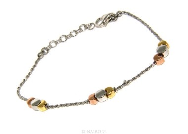 NSA|Argento 925 : Bracciale donna rope con disco e lune rodiati oro bianco rosa giallo 3 colori.
