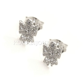 NSA|Argento 925 : orecchini donna stud angelo angioletto 8x6 pavè di zirconi
