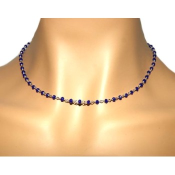 NSA|NALBORI marsigliesi collana Argento 925 con cristallo blue blu bluette 3,5 mm fatta a mano 45+5 N_0908