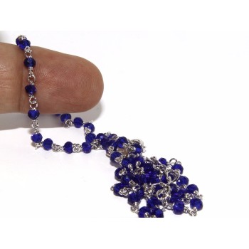 NSA|Necklace man woman 925 With blue crystal blue cornflower blue 3.5 mm machining Marseille rosary handmade 45 + 5