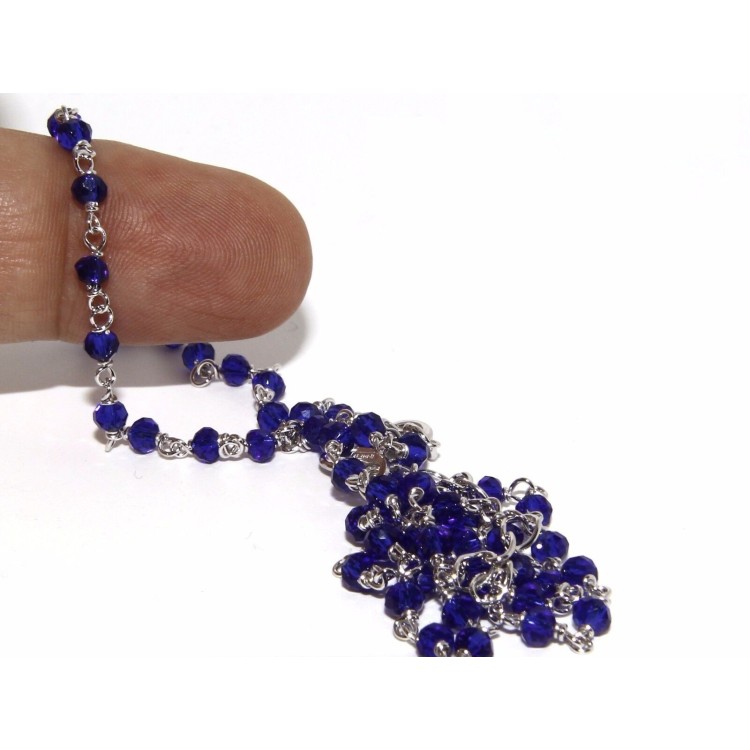 NSA|collana Argento 925 con cristallo blue blu bluette 3,5 mm NALBORI marsigliesi fatta a mano 45+5