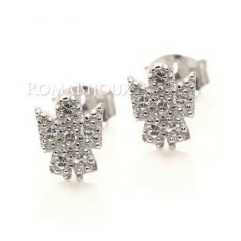 NSA|Argento 925 : orecchini donna stud angelo angioletto 8x6 pavè di zirconi