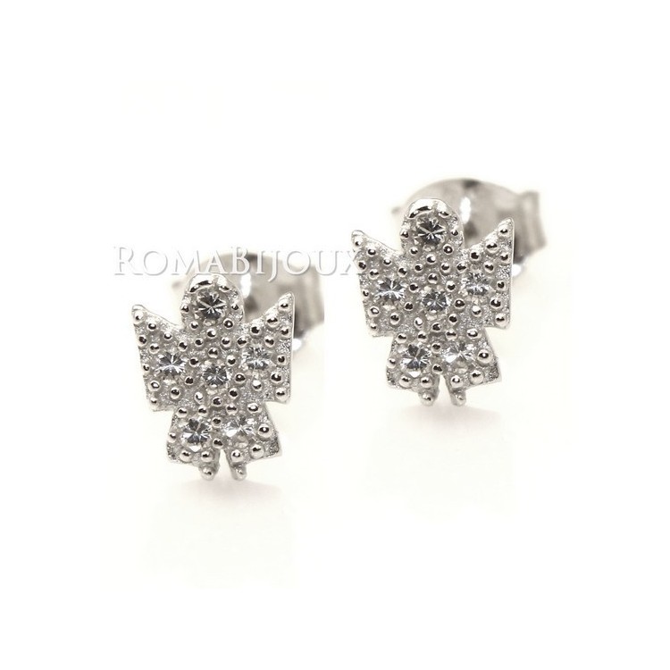 NSA|Argento 925 : orecchini donna stud angelo angioletto 8x6 pavè di zirconi
