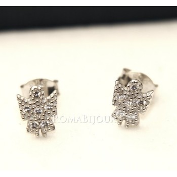 NSA|Argento 925 : orecchini donna stud angelo angioletto 8x6 pavè di zirconi