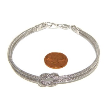 NSA|Argento 925 : bracciale fox tail cavetto doppio con nodo piano per uomo e donna da 15 a 21 cm