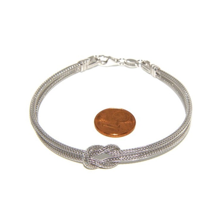NSA|925: bracelet fox tail double wire with square knot for men and women from 15 to 21 cm