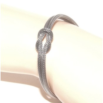 NSA|Argento 925 : bracciale fox tail cavetto doppio con nodo piano per uomo e donna da 15 a 21 cm