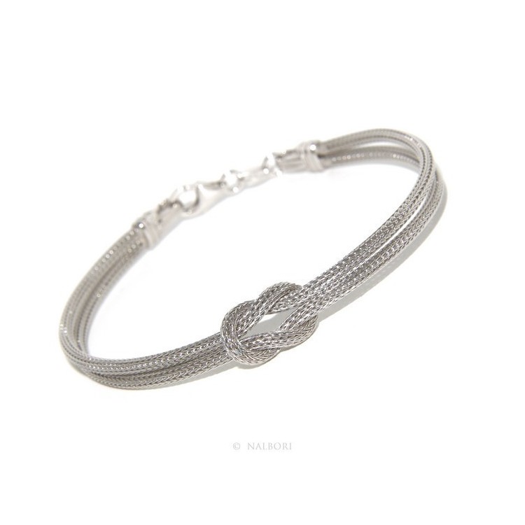 NSA|925: bracelet fox tail double wire with square knot for men and women from 15 to 21 cm