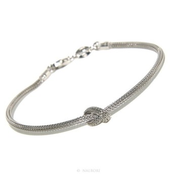 NSA|Argento 925 : bracciale fox tail cavetto con nodo semplice per uomo e donna da 15 a 20 cm