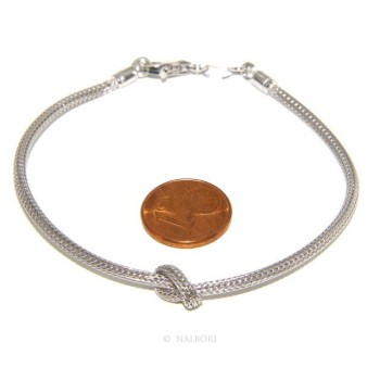 NSA|Argento 925 : bracciale fox tail cavetto con nodo semplice per uomo e donna da 15 a 20 cm