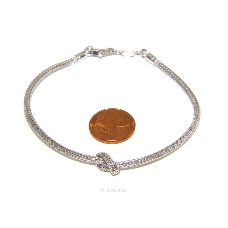 NSA|Argento 925 : bracciale fox tail cavetto con nodo semplice per uomo e donna da 15 a 20 cm