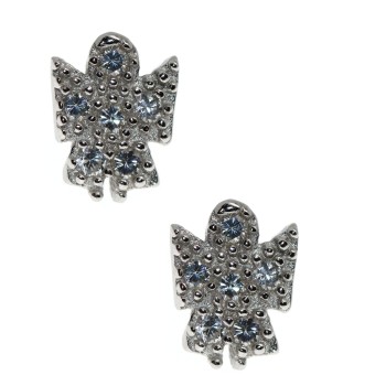 NSA|925 silver angel earrings little angel 8x6 pavé with white zircons