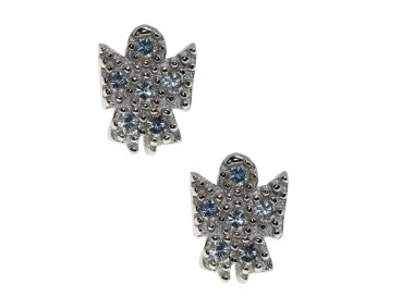 NSA|orecchini argento 925 angelo angioletto 8x6 pavè di zirconi bianchi