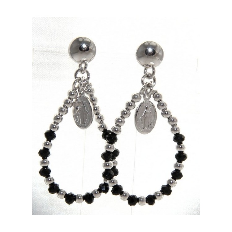 NSA|Argento 925 : orecchini donna rosario palline goccia e madonna