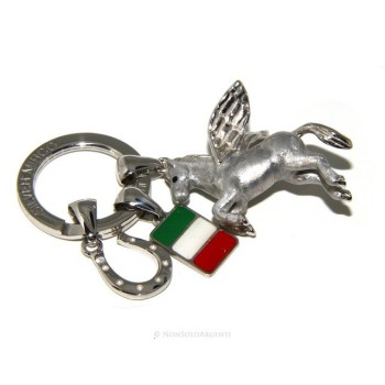 NSA|Portachiavi uomo o donna KeyRing rana frog smalto a fuoco realizzato a mano , tutto Argento 925 17,80 gr - amuleto
