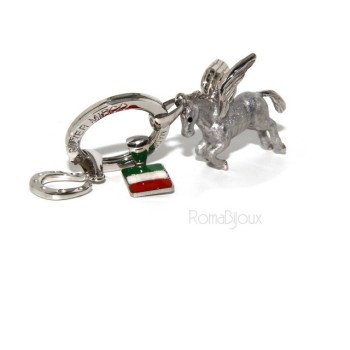 NSA|Portachiavi uomo o donna KeyRing rana frog smalto a fuoco realizzato a mano , tutto Argento 925 17,80 gr - amuleto