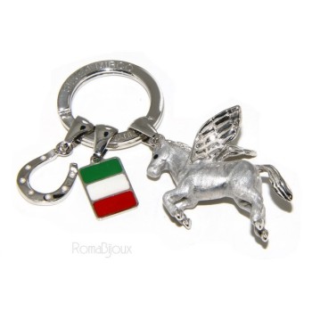 NSA|Portachiavi uomo o donna KeyRing rana frog smalto a fuoco realizzato a mano , tutto Argento 925 17,80 gr - amuleto