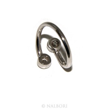 NSA|Argento 925 : Anello contrariè regolabile con zirconi naturali 4 mm colore bianco anche finger, da falange