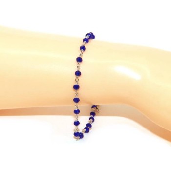 NSA|Man woman bracelet 925 Silver With Blue 3 / 3.5 mm crystal processing Marseille rosary handmade