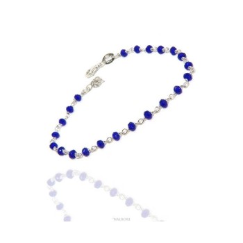 NSA|Man woman bracelet 925 Silver With Blue 3 / 3.5 mm crystal processing Marseille rosary handmade