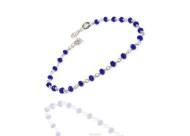 NSA|Man woman bracelet 925 Silver With Blue 3 / 3.5 mm crystal processing Marseille rosary handmade