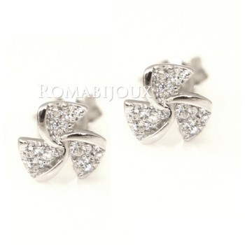 NSA|Argento 925 : orecchini donna stud girandola pave' di zirconi bianchi