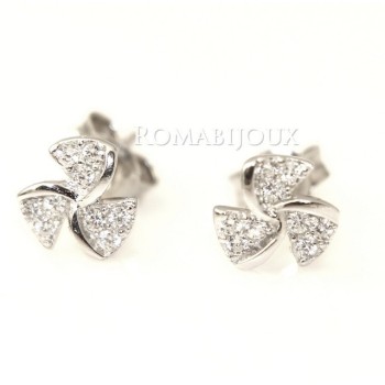 NSA|Argento 925 : orecchini donna stud girandola pave' di zirconi bianchi