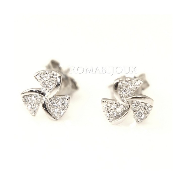 NSA|Argento 925 : orecchini donna stud girandola pave' di zirconi bianchi