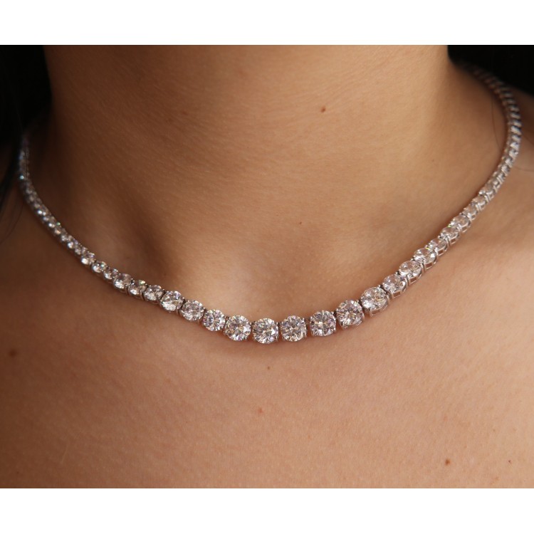 NSA|Argento 925 : Collana Collier donna modello Tennis degrade' gradazione 7 mm 45 cm NALBORI