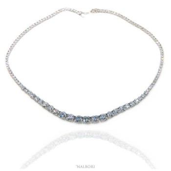 NSA|Argento 925 : Collana Collier donna modello Tennis degrade' gradazione 7 mm 45 cm NALBORI