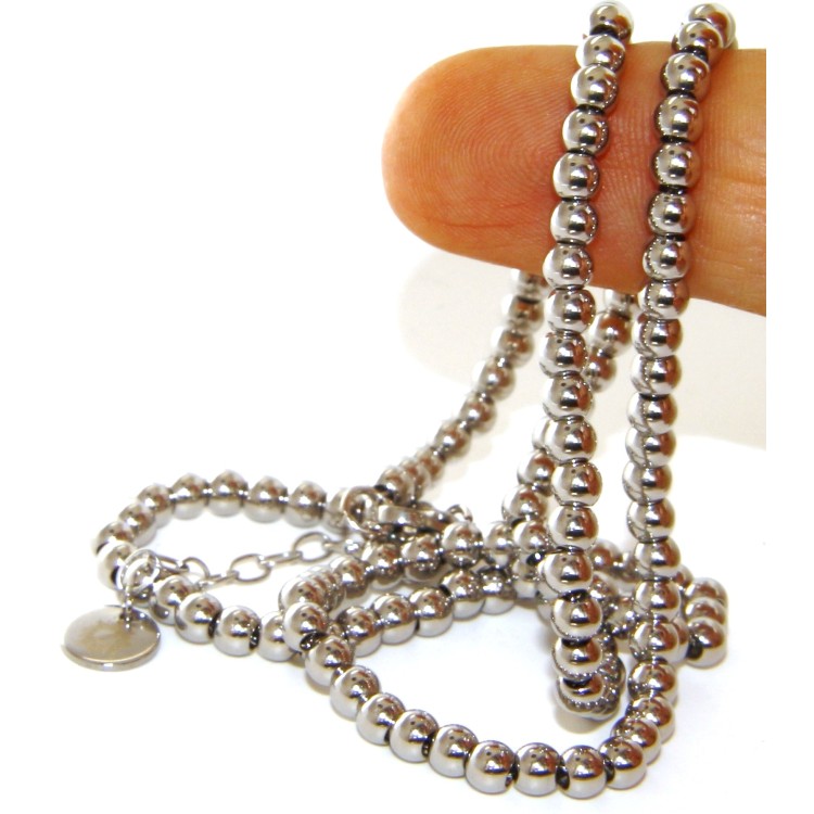 NSA|steel necklace balls spheres 4 mm choker 45+5 cm
