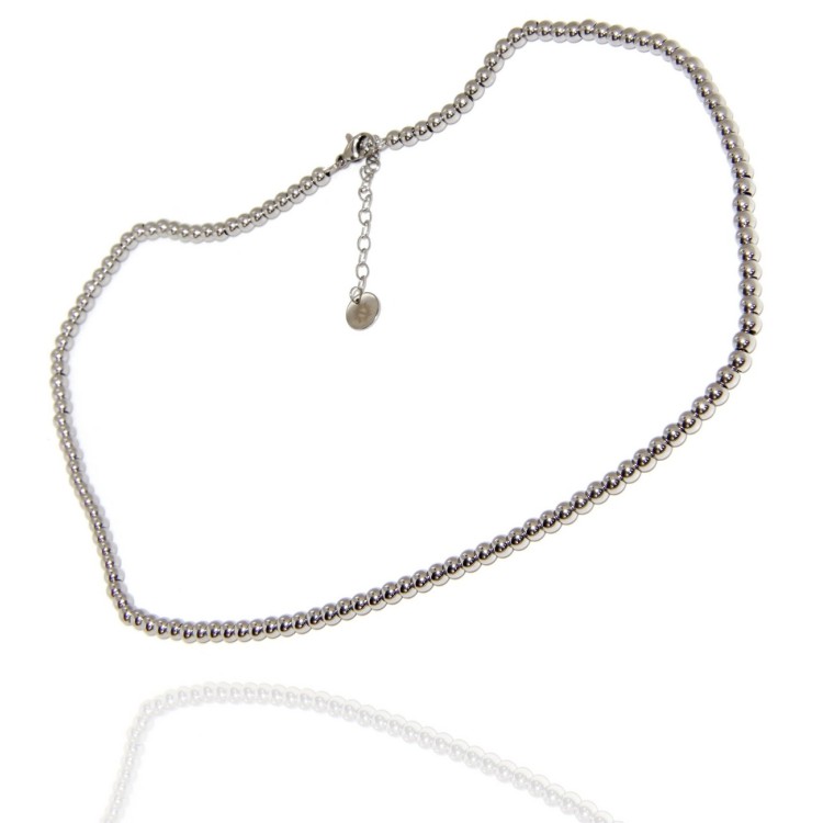 NSA|collana acciaio palline sfere 4 mm girocollo 45+5 cm