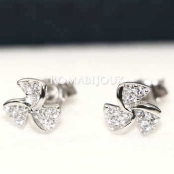 NSA|Argento 925 : orecchini donna stud girandola pave' di zirconi bianchi