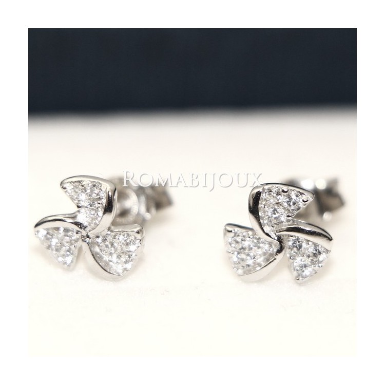 NSA|Argento 925 : orecchini donna stud girandola pave' di zirconi bianchi