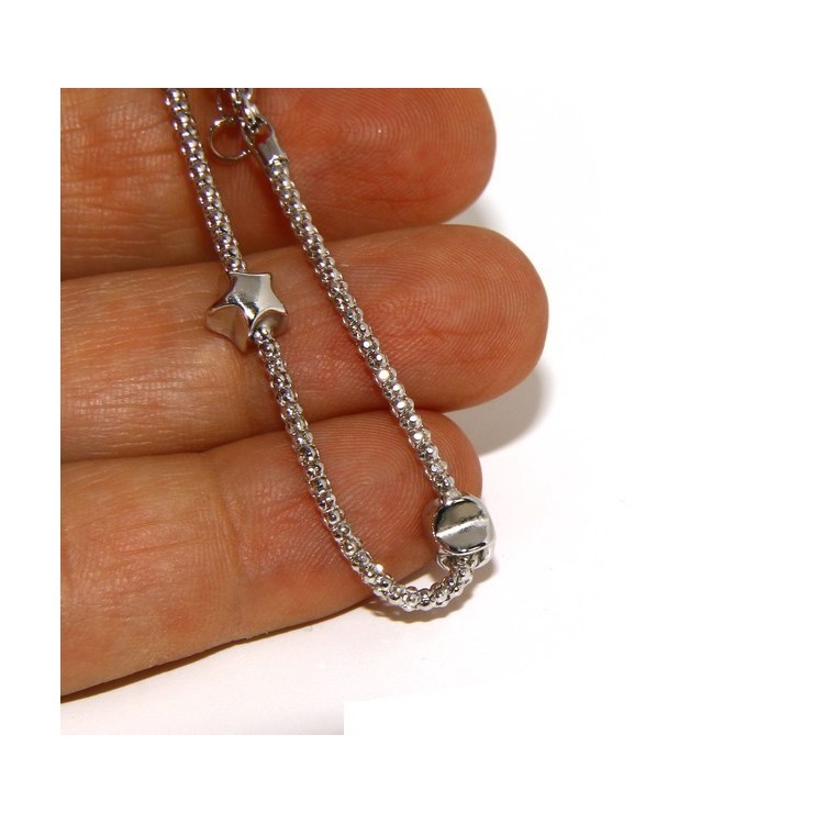 NSA|925: popcorn woman bracelet with star  17-19 cm