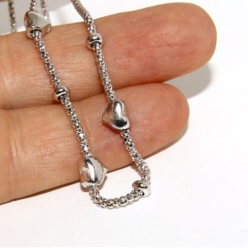 NSA|925: popcorn Ladies necklace with heart hearts and washers 43-45 cm