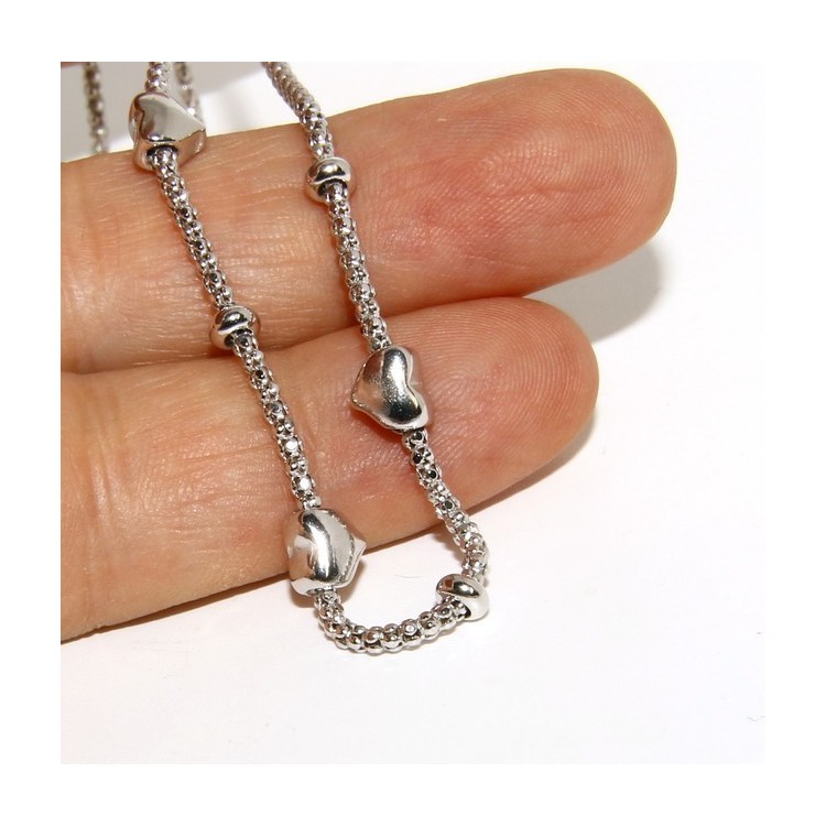 NSA|925: popcorn Ladies necklace with heart hearts and washers 43-45 cm