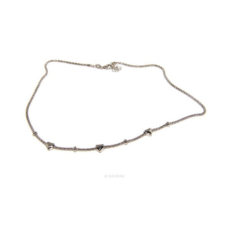 NSA|925: popcorn Ladies necklace with heart hearts and washers 43-45 cm