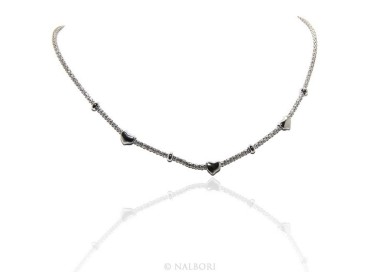NSA|Argento 925 : Collana donna pop corn con cuore cuori e rondelle 43-45 cm