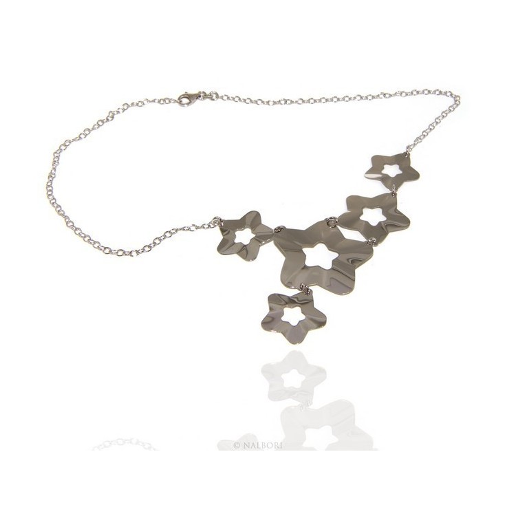 NSA|925: Women's Necklace with a shower of stars asymmetrical 45 cm adjustable