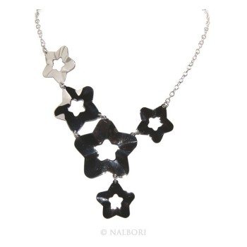NSA|Argento 925 : Collana donna girocollo con pioggia di stelle asimetrica 45 cm regolabile