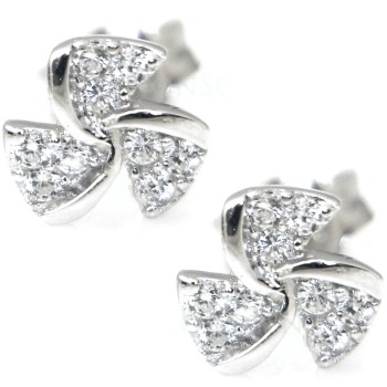 NSA|925 silver pinwheel earrings pave' with white zircons