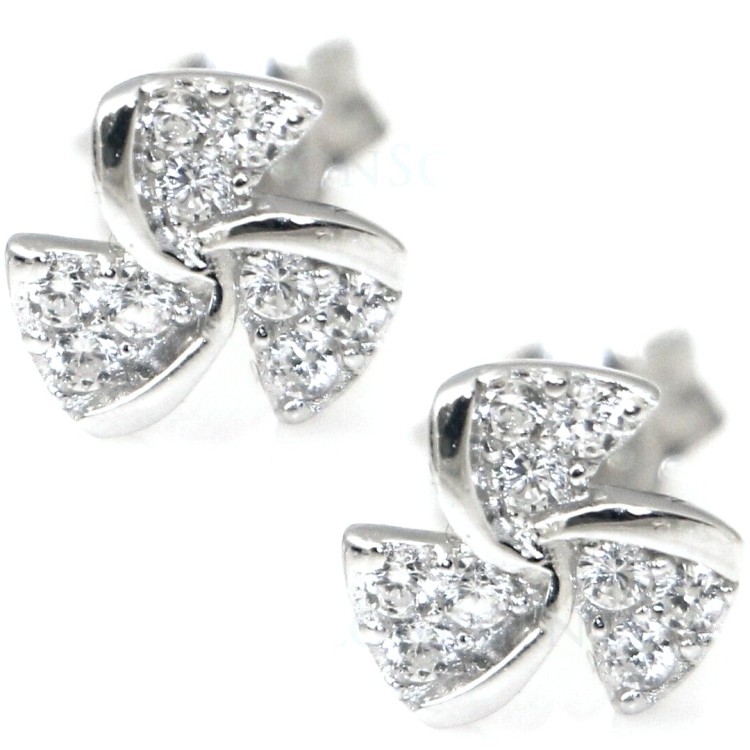 NSA|925 silver pinwheel earrings pave' with white zircons