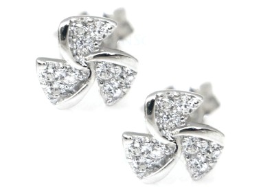 NSA|925 silver pinwheel earrings pave' with white zircons