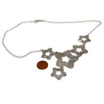NSA|925: Women's Necklace with a shower of stars asymmetrical 45 cm adjustable