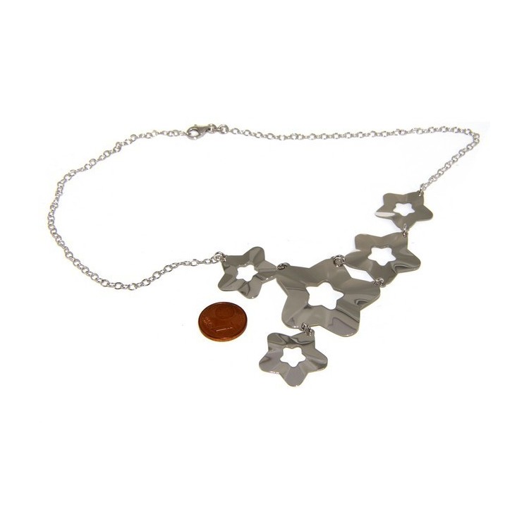 NSA|Argento 925 : Collana donna girocollo con pioggia di stelle asimetrica 45 cm regolabile