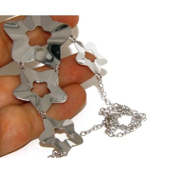 NSA|Argento 925 : Collana donna girocollo con pioggia di stelle asimetrica 45 cm regolabile