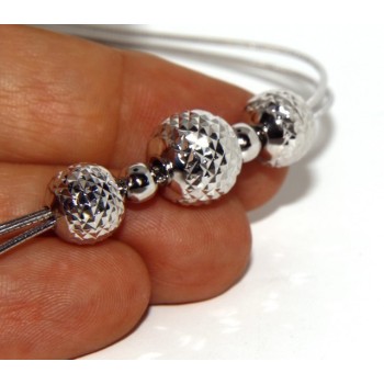 NSA|Argento 925 : Collana donna girocollo a 3 fili omega con sfere diamantate a gradazione